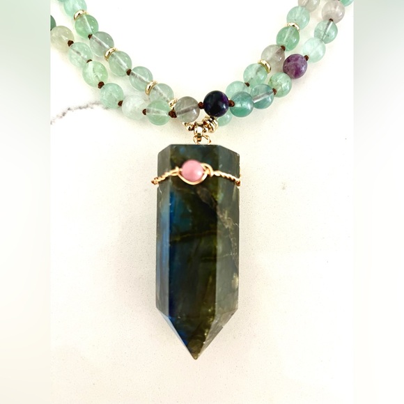 Tiny Devotions Labradorite, Amethyst & Aquamarine MALA Necklace. Gender neutral. - Picture 8 of 9